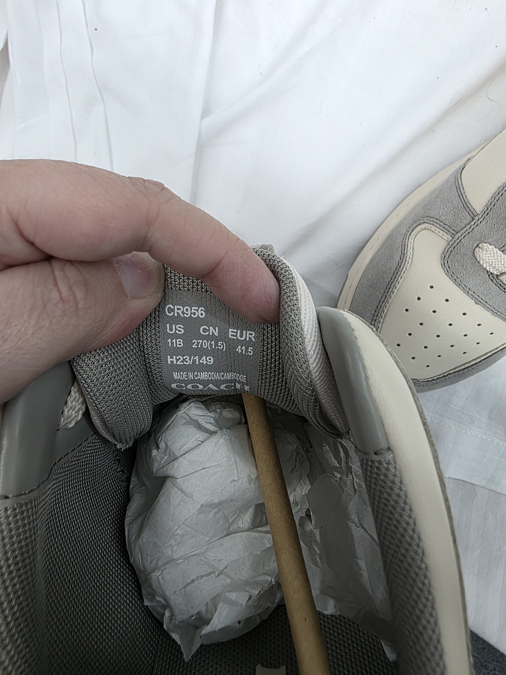 Coach Women’s Two-Tone Cream and Gray Leather Sneakers - Picture 9 of 10